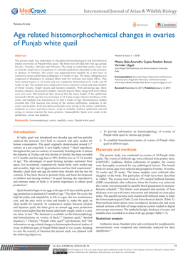 Age Related Histomorphochemical Changes in Ovaries of Punjab White Quail