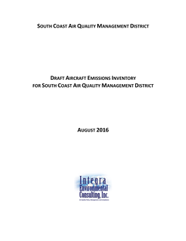 Aircraft Emissions Inventory for the South Coast Air Quality Management District (SCAQMD) Was Evaluated and Updated Under This Inventory Study
