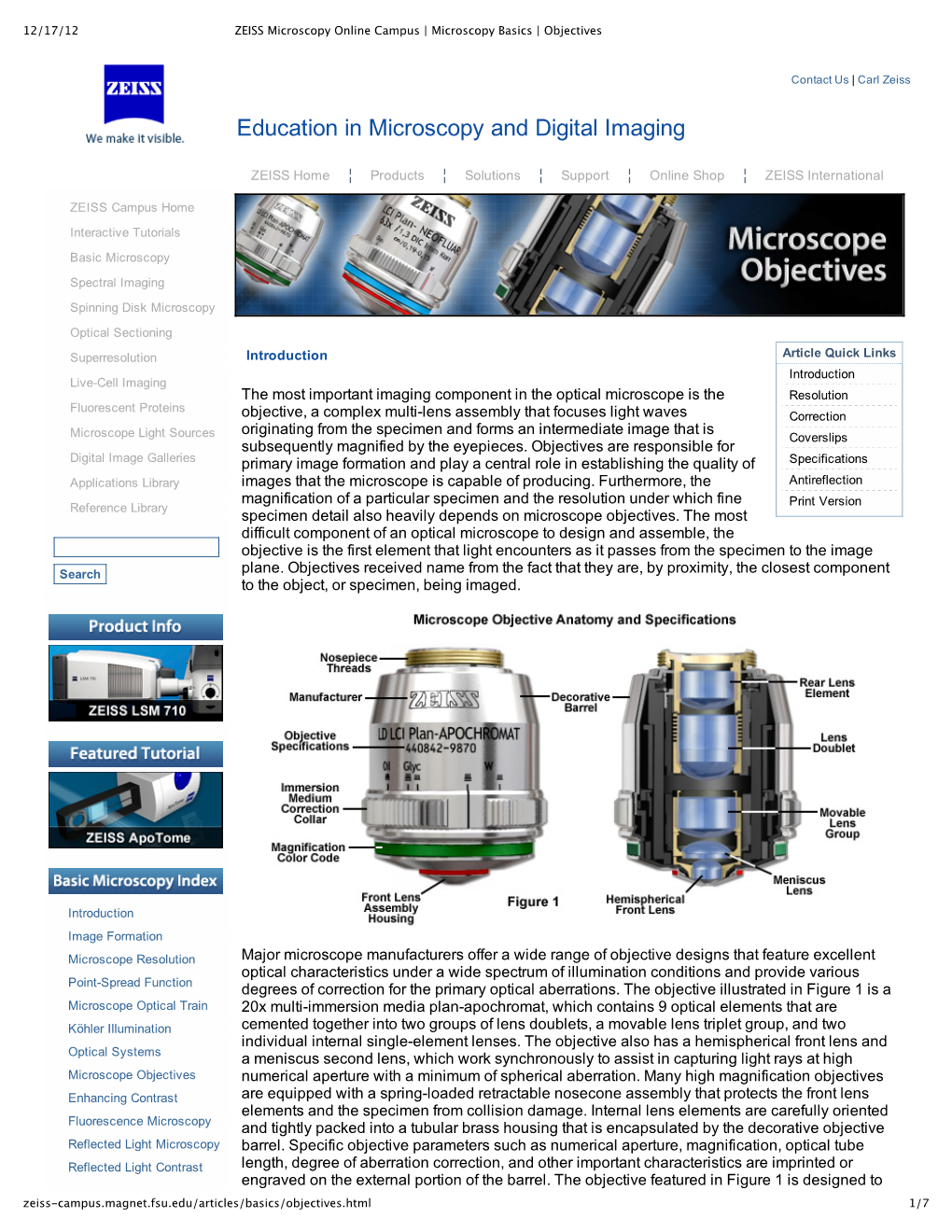 Preview of “ZEISS Microscopy Online ...Opy Basics | Objectives”