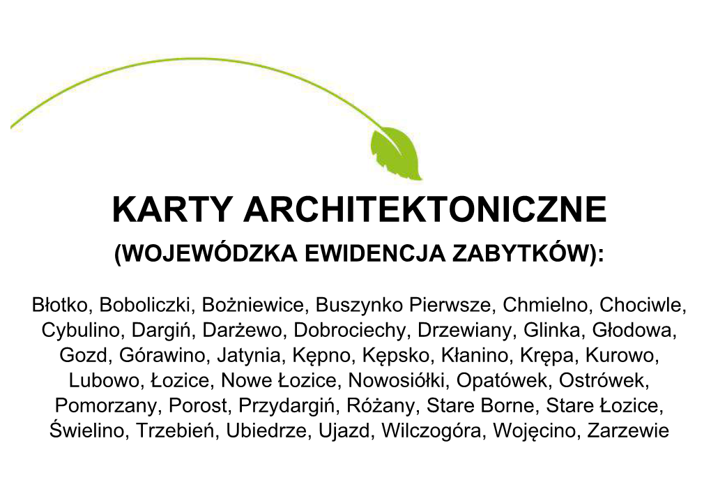 Karty Architektoniczne (Wojewódzka Ewidencja Zabytków)