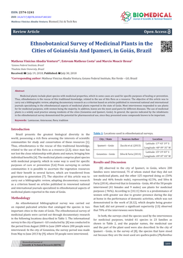 Ethnobotanical Survey of Medicinal Plants in the Cities of Goianésia and Ipameri, in Goiás, Brazil