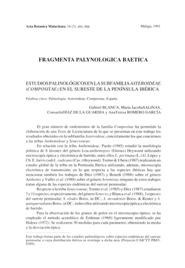 Fragmenta Palynologica Baetica