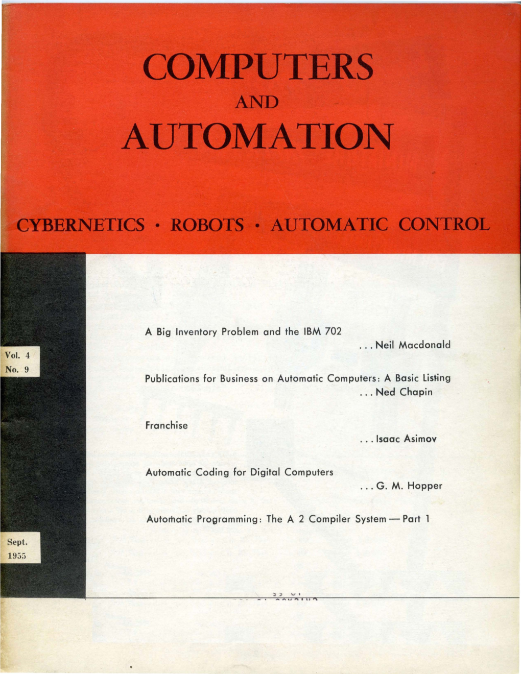 A Big Inventory Problem and the IBM 702 · .. Neil Macdonald Publications