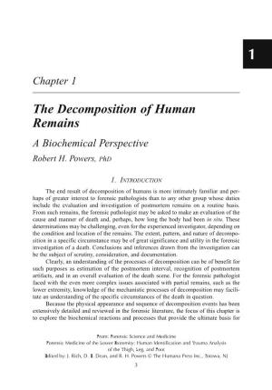 The Decomposition of Human Remains a Biochemical Perspective