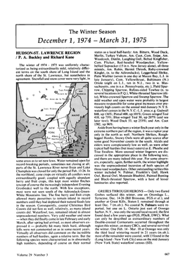 The Winter Season December 1, 1974 -March 31, 1975