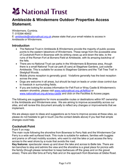 Ambleside & Windermere Outdoor Properties Access Statement