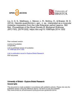 Liu, AGS, Matthews, J., Menon, LR, Mcilroy, D., & Brasier, MD (2014)