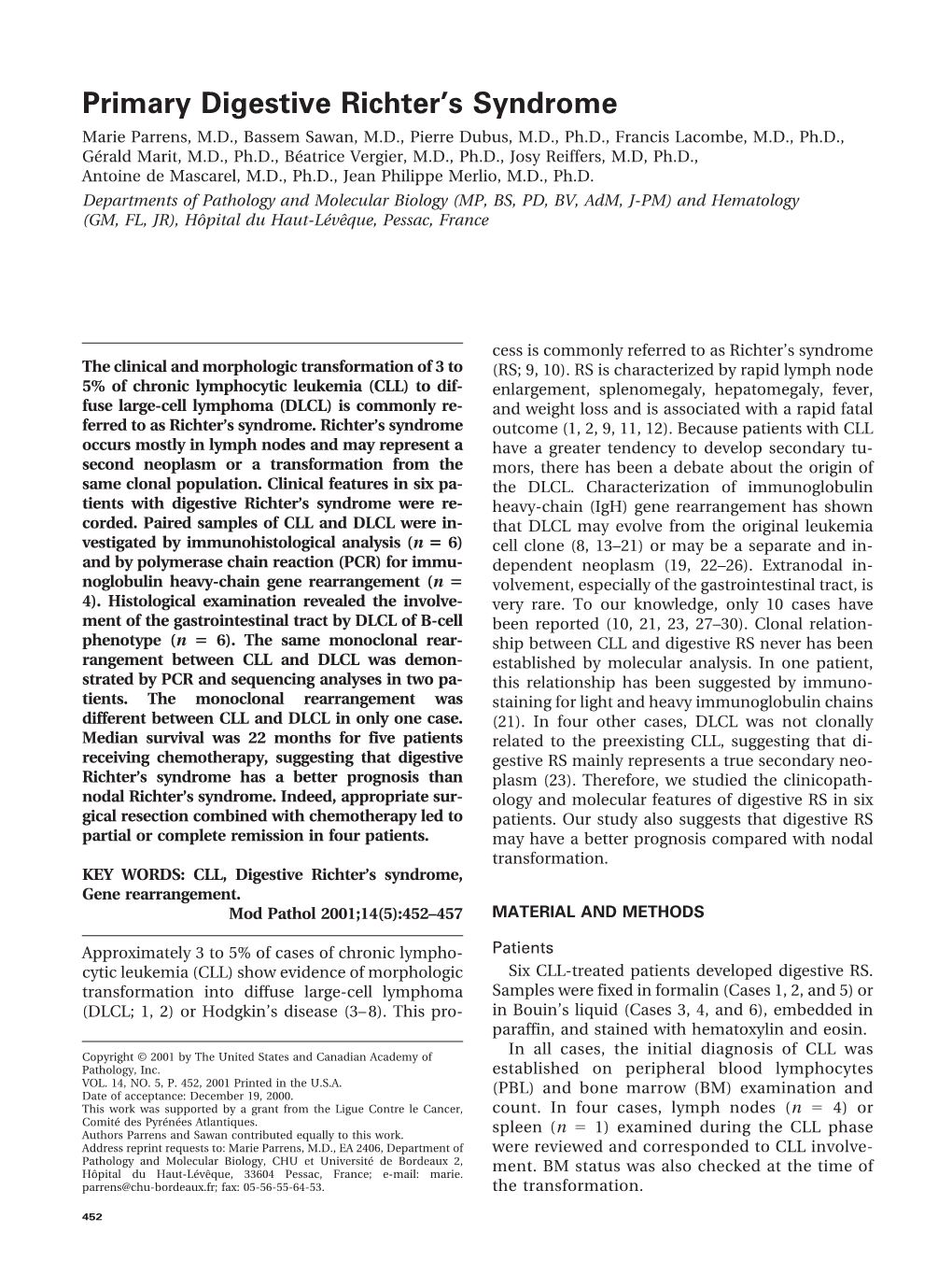 Primary Digestive Richter's Syndrome