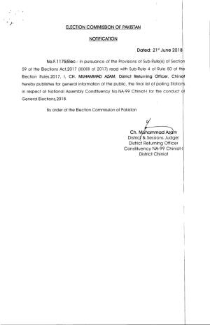 ELECTION COMMISSION of PAKISTAN NOTIFICATION Dated
