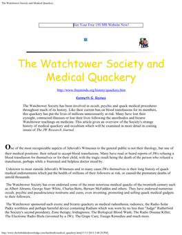 The Watchtower Society and Medical Quackery