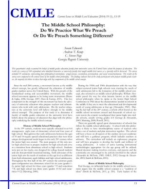 The Middle School Philosophy: Do We Practice What We Preach Or Do We Preach Something Different?