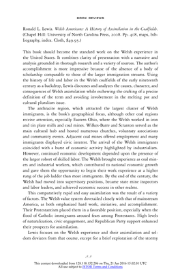 Ronald L. Lewis. Welsh Americans: a History of Assimilation in the Coalfields