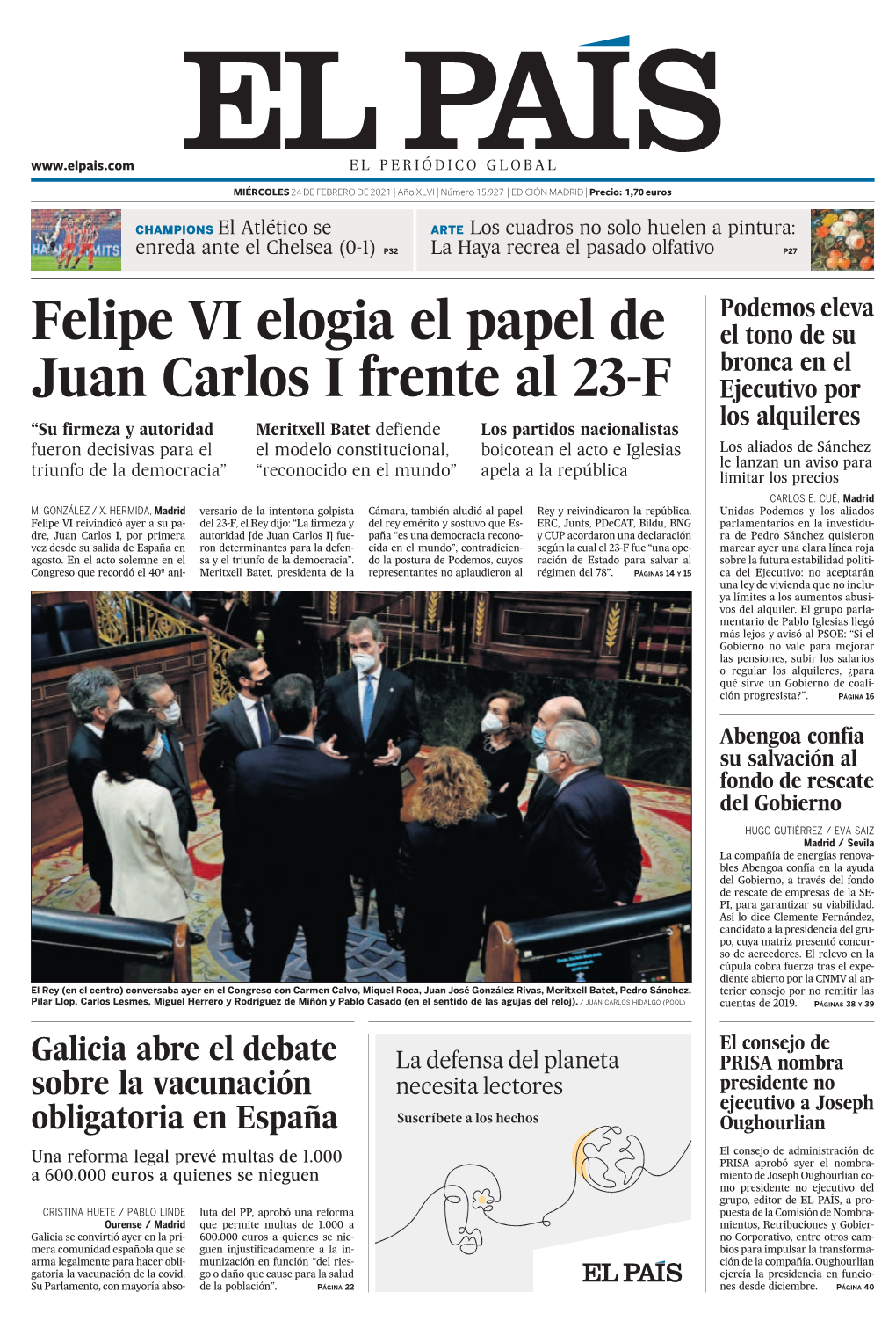 Felipe VI Elogia El Papel De Juan Carlos I Frente Al 23-F