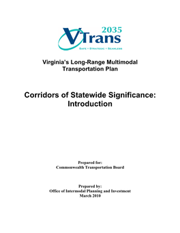 Corridors of Statewide Significance: Introduction