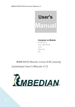 MXM-6410 Ubuntu Linux 9.04 (Jaunty Jackalope) User’S Manual V1.2
