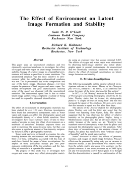 The Effect of Environment on Latent Image Formation and Stability