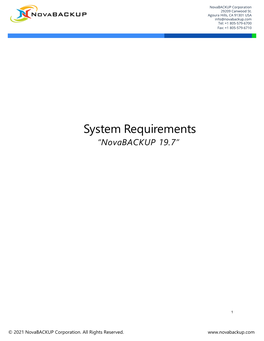 System Requirements “Novabackup 19.7”
