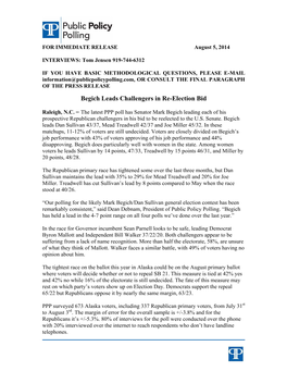 Begich Leads Challengers in Re-Election Bid