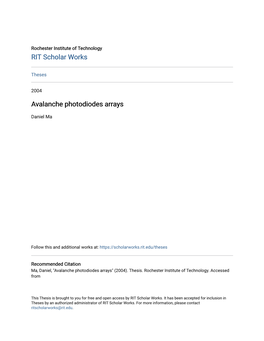 Avalanche Photodiodes Arrays