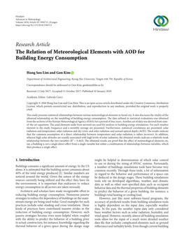 Research Article the Relation of Meteorological Elements with AOD for Building Energy Consumption