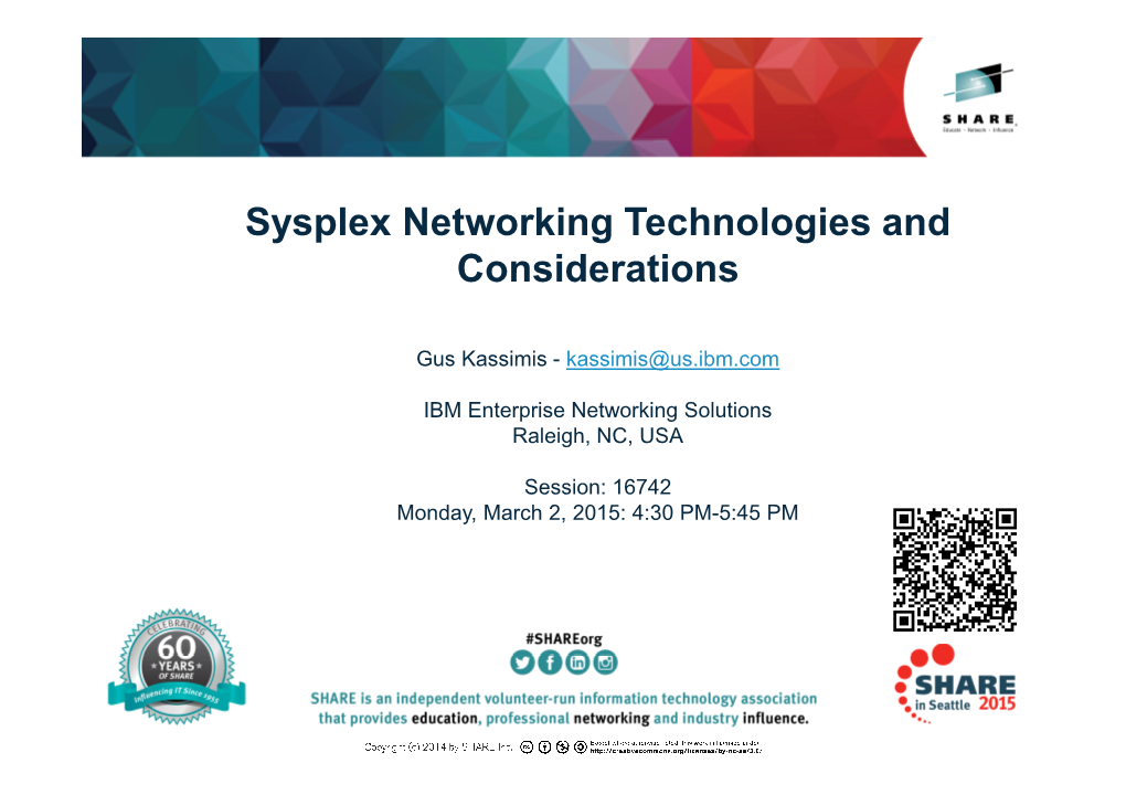 Sysplex Networking Technologies and Considerations