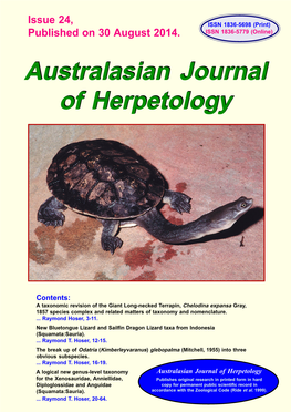 Australasian Journal of Herpetology ISSN 1836-5698 (Print)1 Published on 30 August 2014