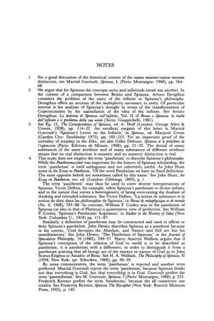 1. for a Good Discussion of the Historical Context of the Natura Naturans/Natura Naturata Distinction, See Martial Gueroult, Spinoza, I, (Paris: Montaigne, 1968), Pp