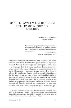 Manuel Payno Y Los Bandidos Del Erario Mexicano, 1848-1873