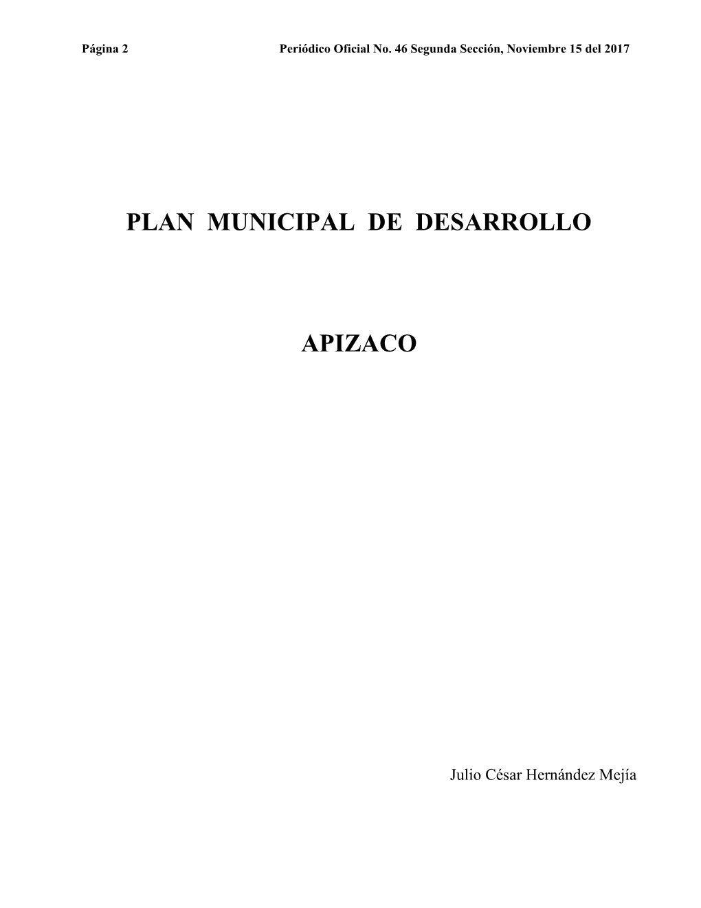 Plan Municipal De Desarrollo Apizaco 2017 - 2021