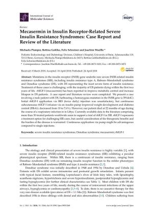 Mecasermin in Insulin Receptor-Related Severe Insulin Resistance Syndromes: Case Report and Review of the Literature