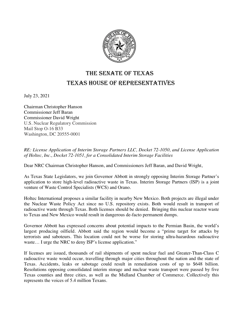 7+23+21+Texas+Legislator+Letter+To