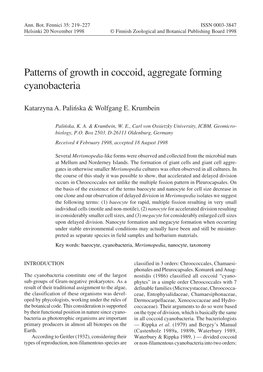 Patterns of Growth in Coccoid, Aggregate Forming Cyanobacteria