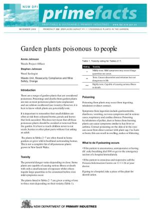 Garden Plants Poisonous to People