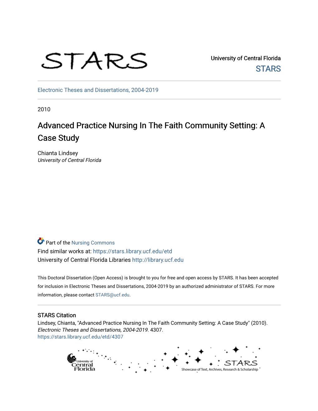 Advanced Practice Nursing in the Faith Community Setting: a Case Study