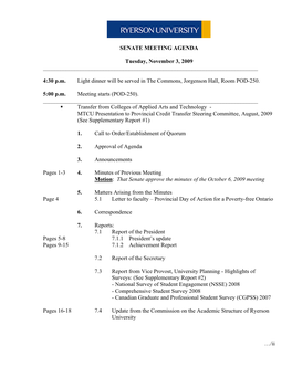 SENATE MEETING AGENDA Tuesday, November 3