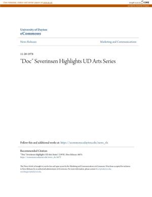 "Doc" Severinsen Highlights UD Arts Series