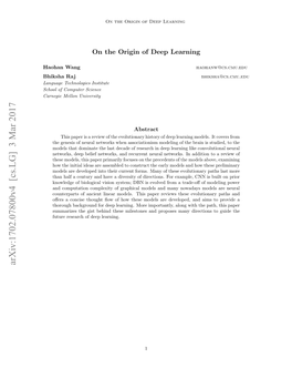 On the Origin of Deep Learning