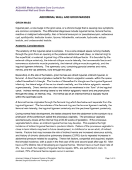 ACS/ASE Medical Student Core Curriculum Abdominal Wall and Groin Masses