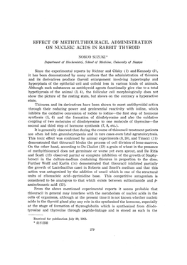 Effect of Methylthiouracil Administration on Nucleic Acids in Rabbit Thyroid