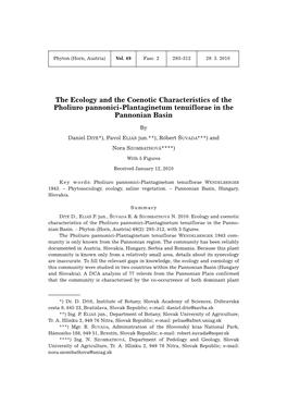 The Ecology and the Coenotic Characteristics of the Pholiuro Pannonici-Plantaginetum Tenuiflorae in the Pannonian Basin