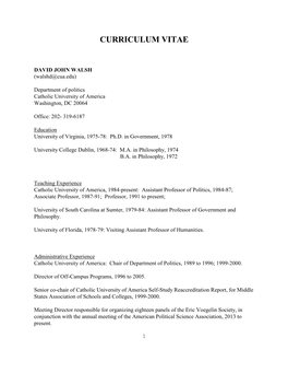 David Walsh CV