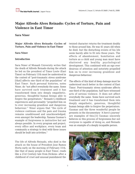 Major Alfredo Alves Reinado: Cycles of Torture, Pain and Violence in East Timor