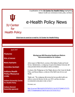 E-Health Policy News IU Center for Health Policy