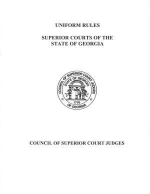 Uniform Rules Superior Courts of the State of Georgia Council of Superior