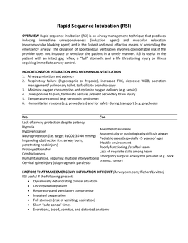 Rapid Sequence Intubation (RSI)