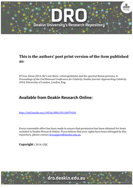 Available from Deakin Research Online