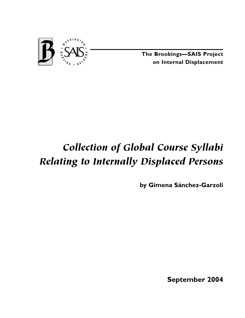 Collection of Global Course Syllabi Relating to Internally Displaced Persons