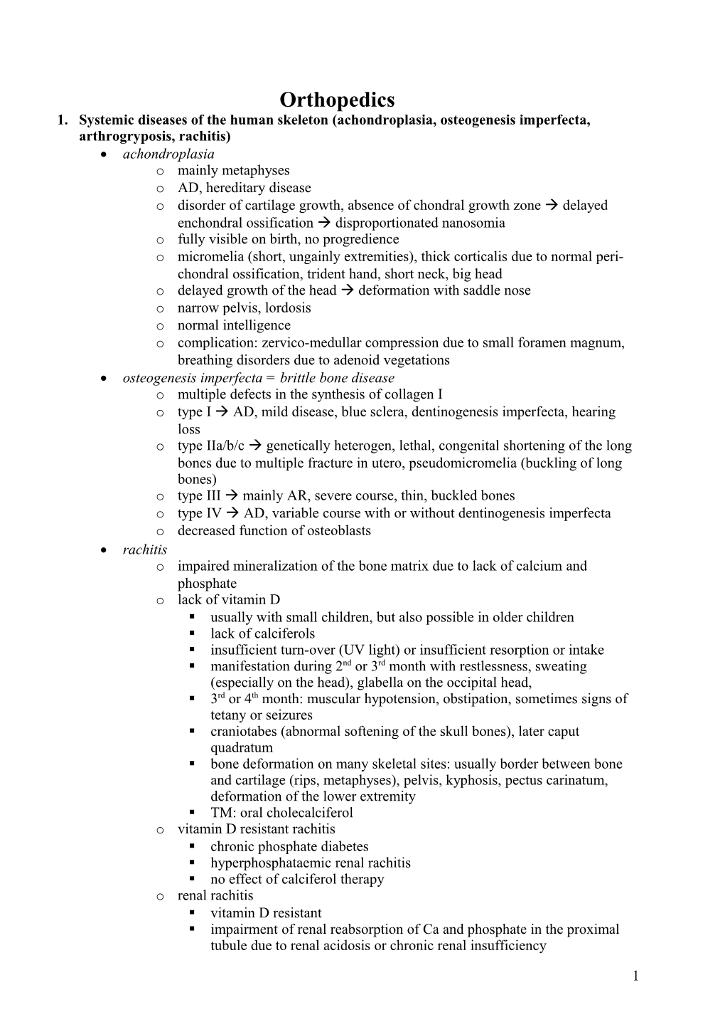 1. Systemic Diseases of the Human Skeleton (Achondroplasia, Osteogenesis Imperfecta