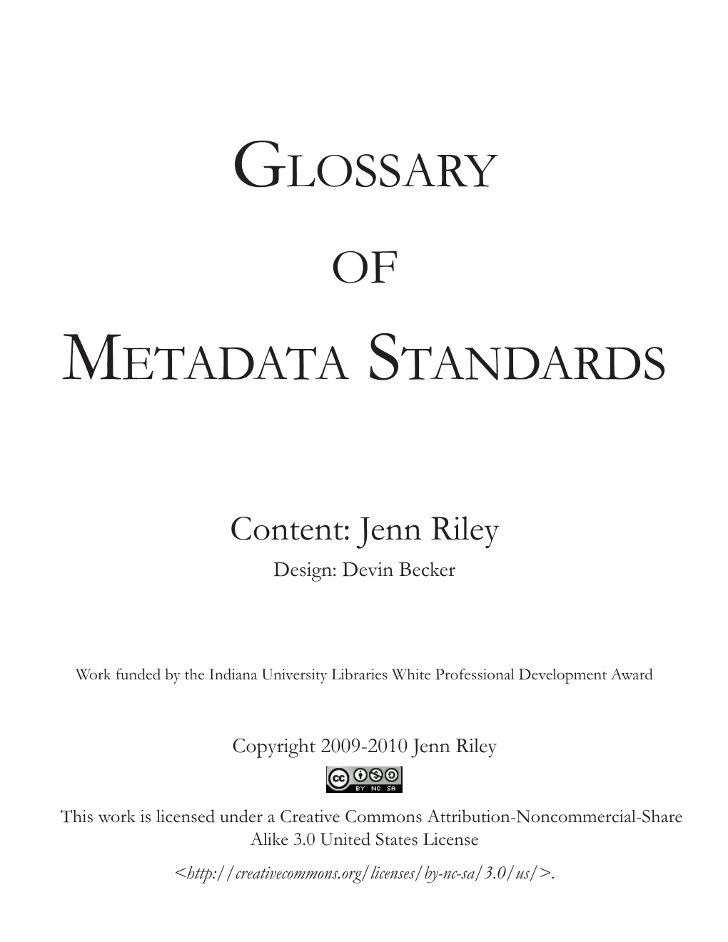 Glossary of Metadata Standards