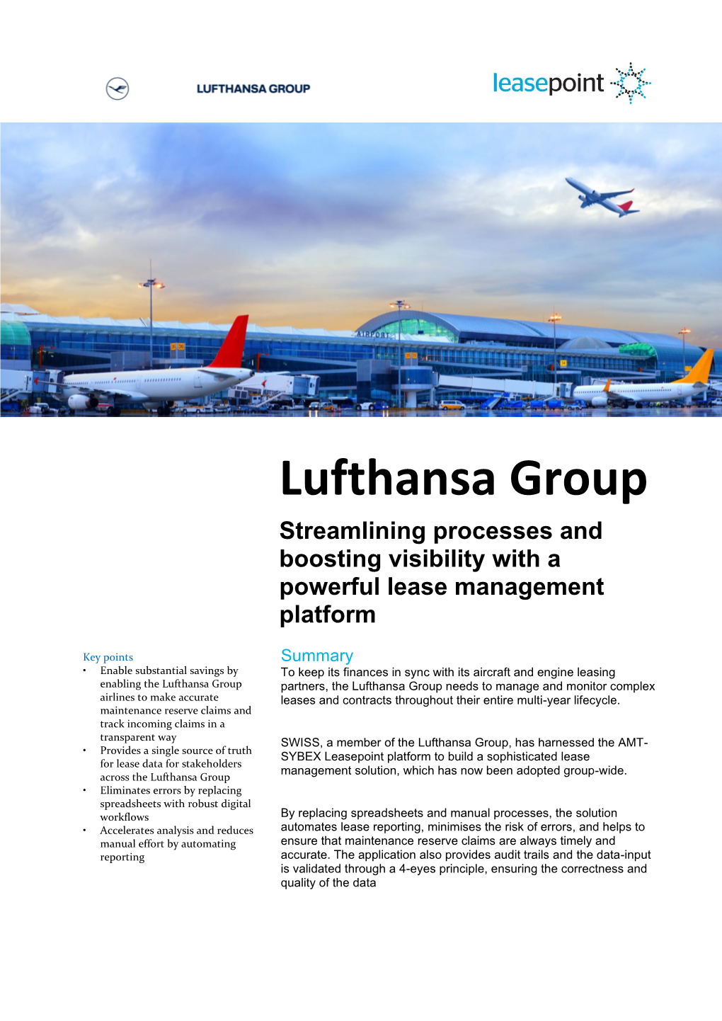 Lufthansa Group Streamlining Processes and Boosting Visibility with a Powerful Lease Management Platform